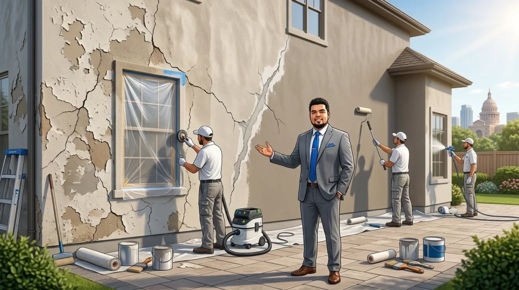 Erick with Stucco Painting